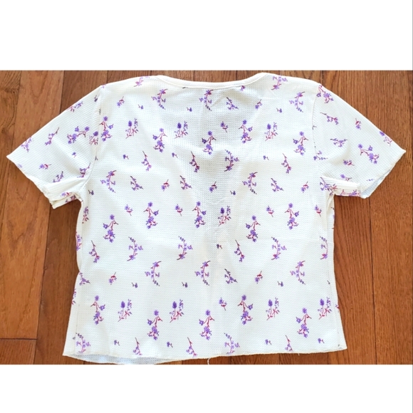 4/$25 SHEIN Floral Waffle Button Down Tee - Size L - Picture 2 of 3